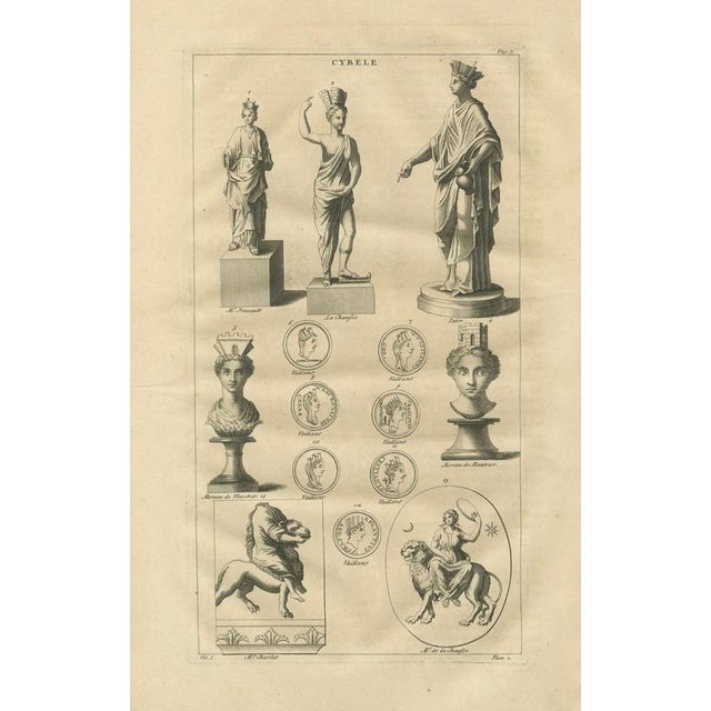 Paper After Bernard de Montfaucon, Cybele, Magna Mater Classical Goddess Statues and Medals, 1721, Engraving For Sale - Image 7 of 9