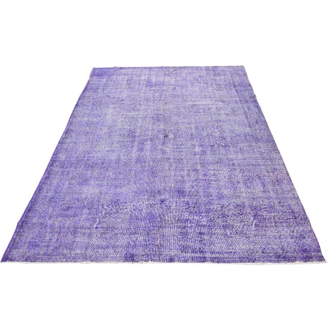 1950s Vintage Turkish Anatolian Overdyed Hand Knotted Wool Rug, 6'8"x10'3" For Sale - Image 5 of 5