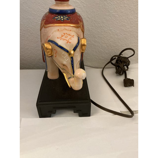 Rare Vintage Frederick Cooper Chinoiserie Hand-Painted Ceramic Elephant Lamp For Sale - Image 12 of 12