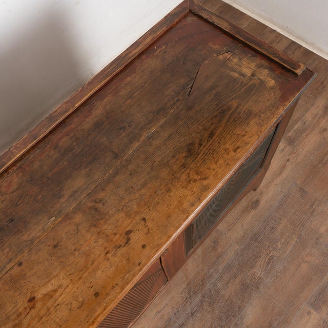 Original Red Painted Swedish Pine Sideboard Cabinet Console Dated 1843 For Sale - Image 6 of 14