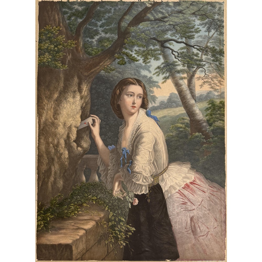 George Baxter, The Lover's Letter Box, Lithograph, 1860 | Chairish