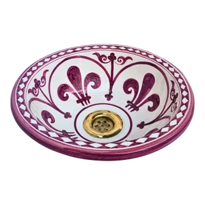 21st Century Moroccan Ceramic Sink Bowl Crafted Drop in Vessel Washbasin Round Vessel Sink Bowl Fully Painted With Free Brass Drain