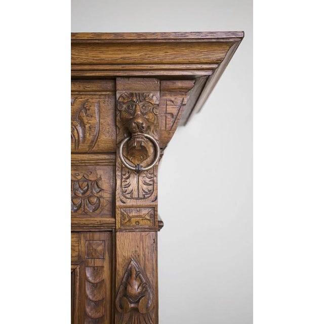 Neo-Renaissance Oak Cabinet with Stained Glass For Sale - Image 14 of 18