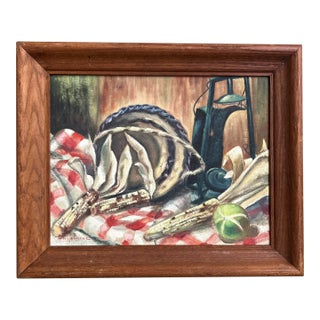 1960’s Original Impressionist Picnic Scene Still Life Painting For Sale