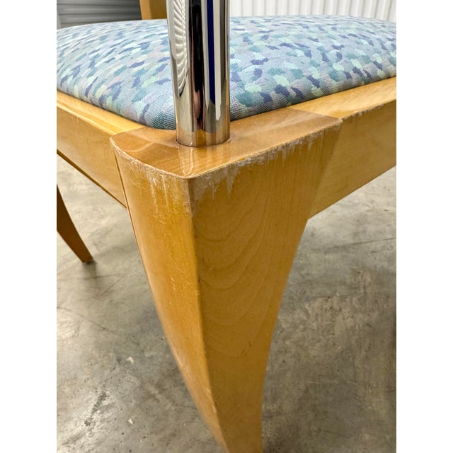 Late 20th Century Set of 4 Mitchell Pickard for Brueton Chrome and Wood Willow Chairs For Sale - Image 9 of 10
