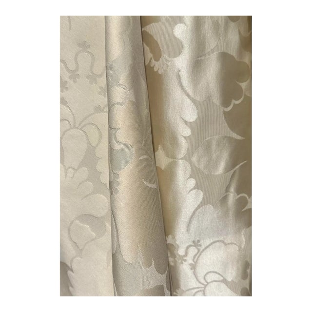 25 Yards Modern Nancy Corzine Dahlia Cotton & Silk Damask Fabric in Cream For Sale
