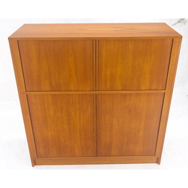 Danish Teak Tambour Doors 9 Drawers Dresser High Boy Chest Credenza Cabinet MINT For Sale - Image 10 of 12