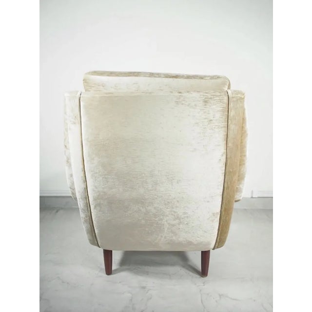 Mid-Century Danish Modern Beige Velvet Armchair, 1950s For Sale - Image 4 of 7
