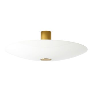Large Gela 55 Brass Opal Glass Round Ceiling Lamp from Florian Schulz, 1970s For Sale