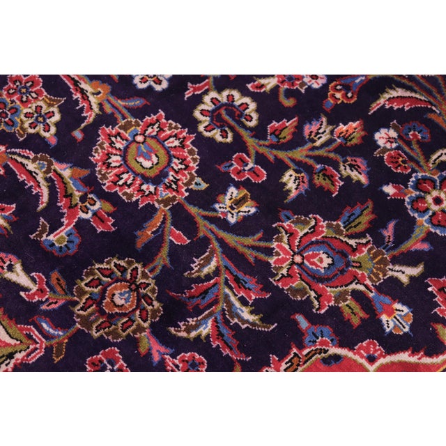 1980s Shabby Chic Persian Tabriz Blue/Red Wool Rug - 9'6'' X 13'7'' For Sale - Image 5 of 10