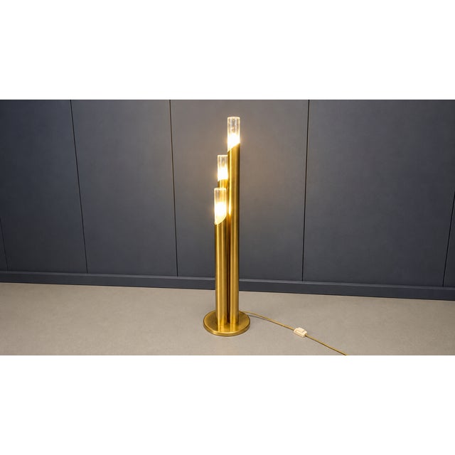 Metal Vintage Brass and Murano Glass Floor Lamp, Italy, 1970s For Sale - Image 7 of 8
