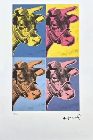 After Andy Warhol, 4x Cows, 1980s, Lithograph