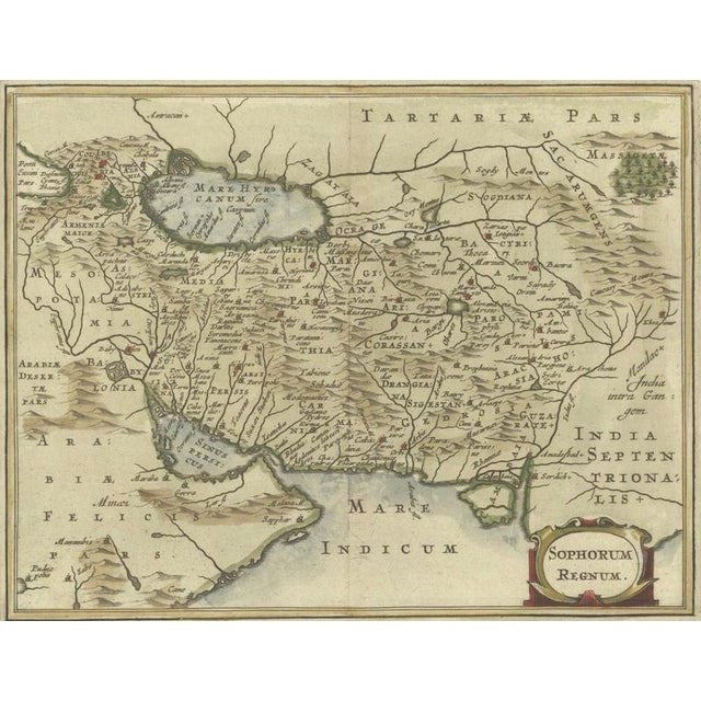 Copper Antique Map of Middle East and the Safavid Empire by Cluver and Jansson, 1676 For Sale - Image 8 of 10