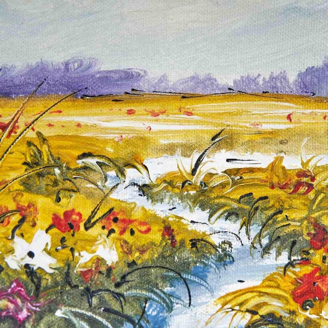 Unknown, Floral Painting, 1980s, Oil on Canvas For Sale - Image 3 of 6
