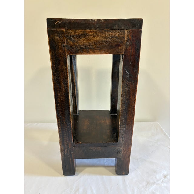 Rustic Solid Pine Two-Tier Stand For Sale - Image 4 of 7