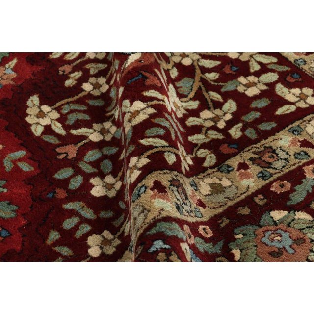 Brown Oversized Antique Tetex Hooked Rug, Red With Floral Patterns - Rug & Kilim For Sale - Image 8 of 9