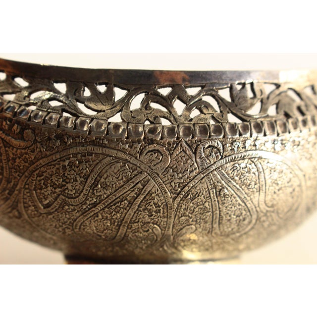 19th Century Kashmiri High Grade Silver Chiseled Kashkul, Beggar's Bowl For Sale - Image 11 of 12