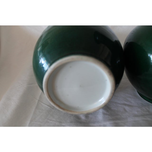 Pair of 19th Century Chinese Green Porcelain Vases For Sale - Image 4 of 10