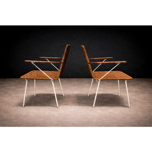 Brazilian Modern Pair of Armchairs in Cane & Iron, Carlo Hauner, 1950s For Sale - Image 11 of 11