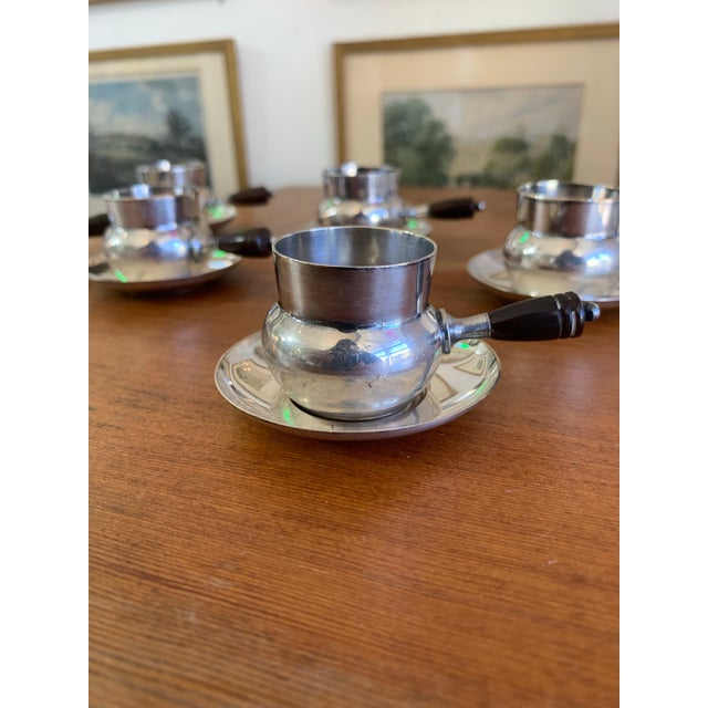 Silver Vintage Silver-Plated Espresso Cup & Saucer Set With Bakelite Handles – Set of 6 For Sale - Image 8 of 9