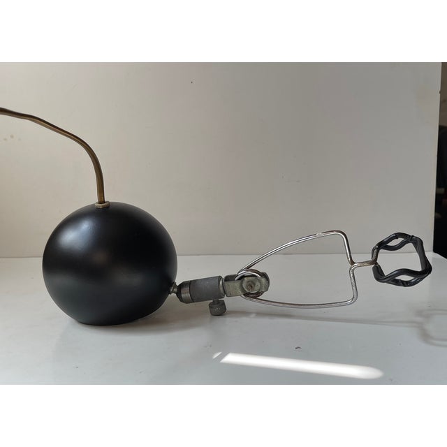 Metal Vintage Danish Adjustable Black Ball Clamp Lamp,1970s For Sale - Image 7 of 10