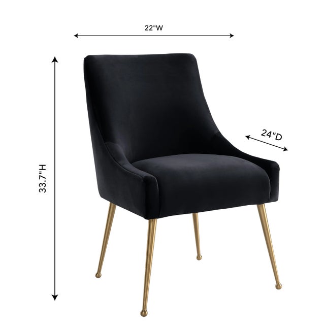 2020s Beatrix Black Velvet Side Chair with Gold Legs For Sale - Image 5 of 8