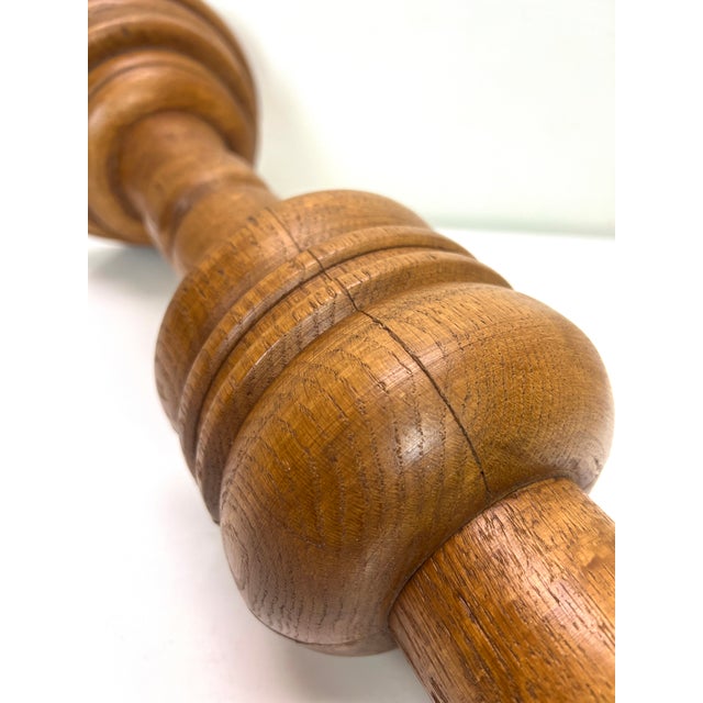 Large Turned Oak Table Lamp, 1960s For Sale - Image 11 of 18