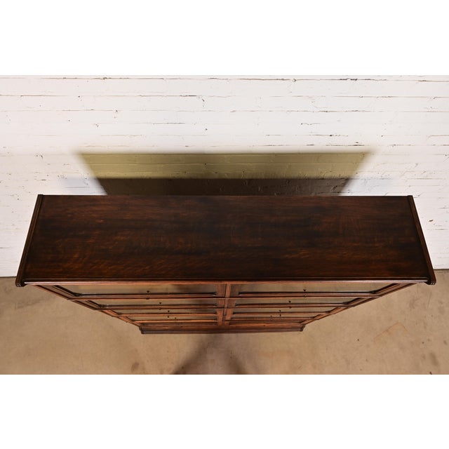 Antique Arts & Crafts Tiger Oak Double Five-Stack Barrister Bookcase, Circa 1900 For Sale - Image 11 of 14