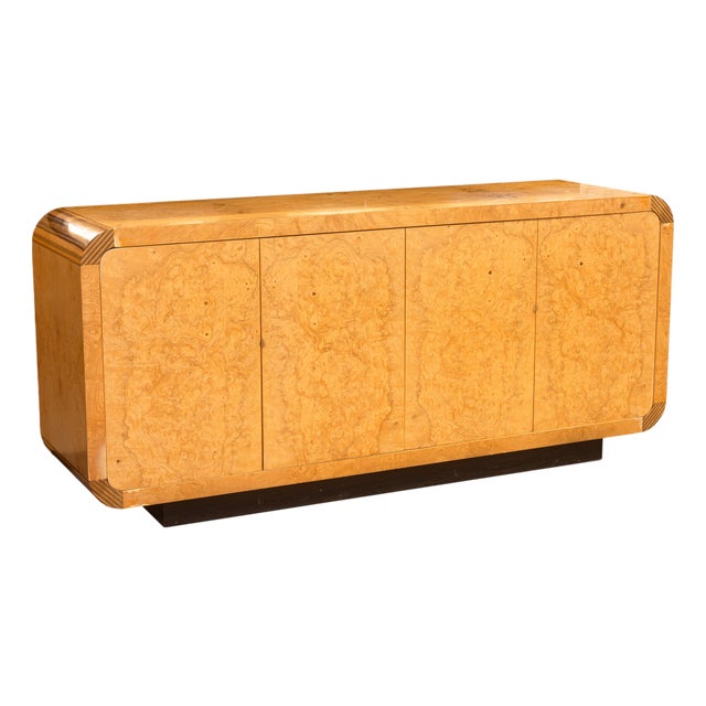 Vintage Henredon Scene Two Olive Burlwood Credenza Cabinet For Sale