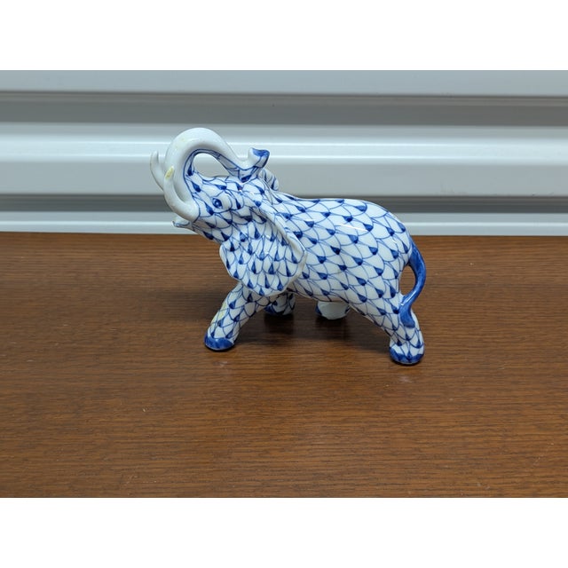 Late 20th Century Vintage Porcelain Blue and White Elephant For Sale - Image 5 of 7