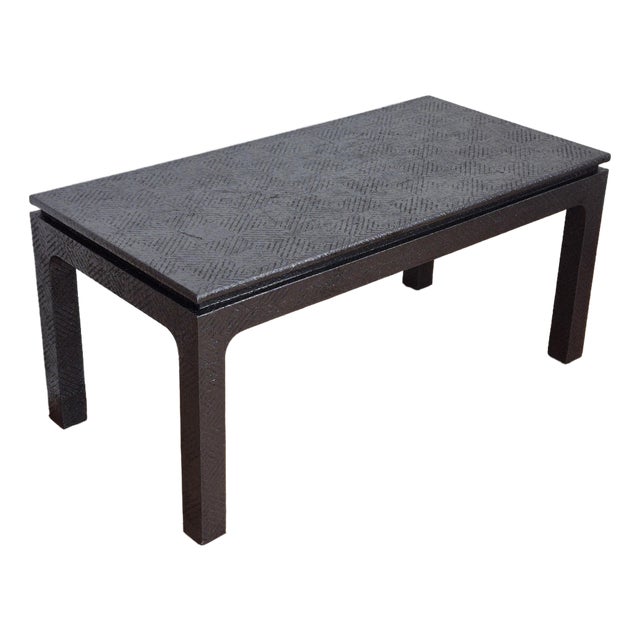 Mid-20th Century Asian Ming Style Rectangular B Grasscloth Coffee Table For Sale