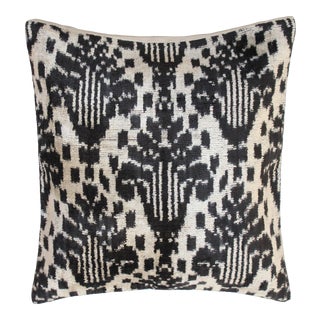Contemporary Velvet Ikat Bohemian Throw Pillow For Sale