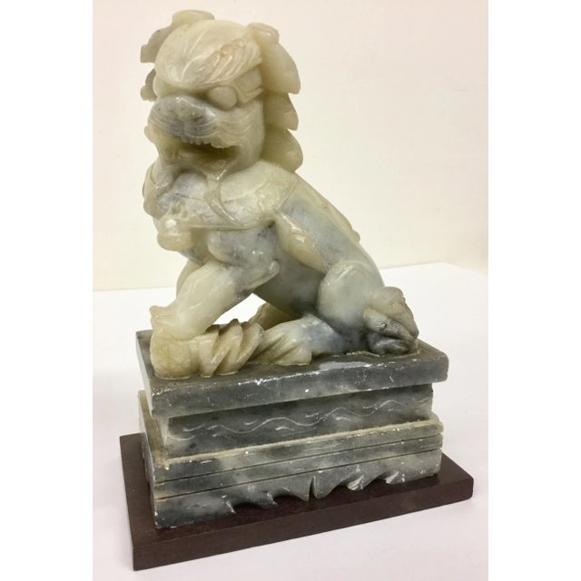 Vintage Chinese Art Soapstone Guard Lion For Sale - Image 11 of 11