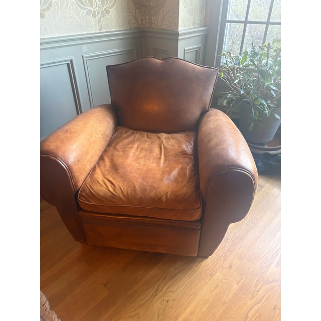 Art Deco 1920s French Art Deco Leather Club Chairs. For Sale - Image 3 of 7