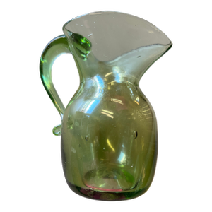 Vintage Small Green Air Blown Pitcher