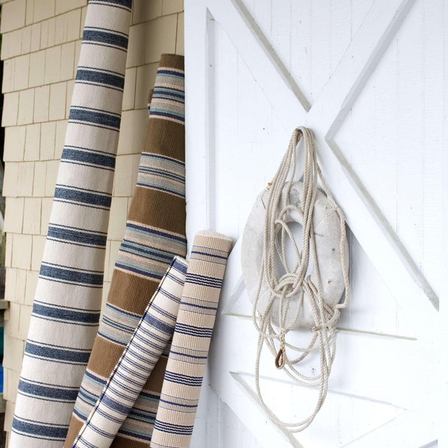 2020s Dash & Albert by Annie Selke Blue Heron Stripe Woven Cotton Rug, 7' 6" x 9' 6" For Sale - Image 5 of 6