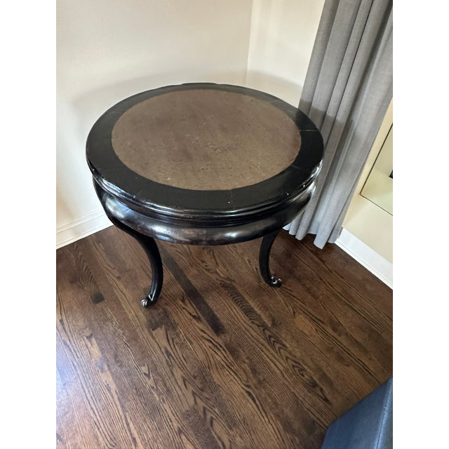 Late 19th Century Late 19th Century Asian Marble and Wood Round Side Table — Golden Triangle Chicago Export For Sale - Image 5 of 10
