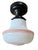 1930s Vintage Schoolhouse Flush-Mount Ceiling Light With Red Accent Stripes For Sale - Image 5 of 6