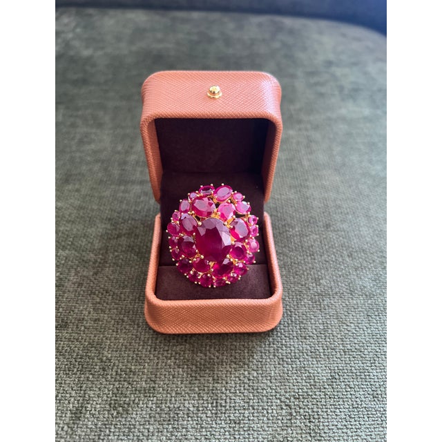 Bochic "Orient" Vintage Natural Ruby Cocktail Ring Set In 18K Gold & Silver Natural Center Ruby - 10.00 Carat Natural...