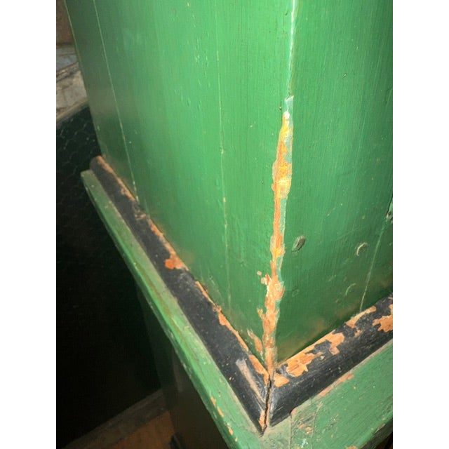 Early 20th Century Green Painted Two-Piece Folk Art Cupboard For Sale - Image 11 of 12