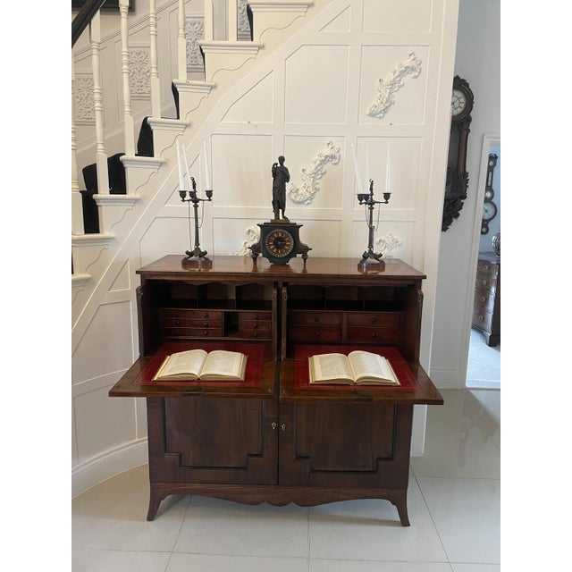 Antique George III Figured Mahogany Double Secretaire Desk, 1800 For Sale - Image 6 of 18
