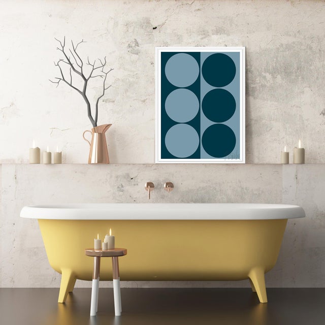 Mid-Century Modern Dynamic Pair Teal Fine Art Print 32" X 45" by Liz Roache For Sale - Image 3 of 7