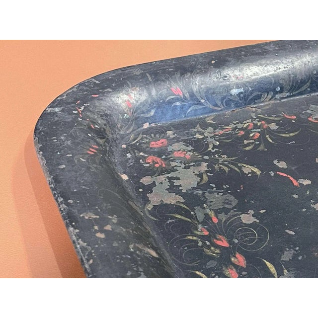 Large Napoleon III Painted Sheet Metal Tray For Sale - Image 5 of 11