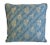 Custom-tailored pillow in Italian designer Mariano Fortuny's cotton fabric, "Jupon Bouquet," in a beautiful blue-and-...