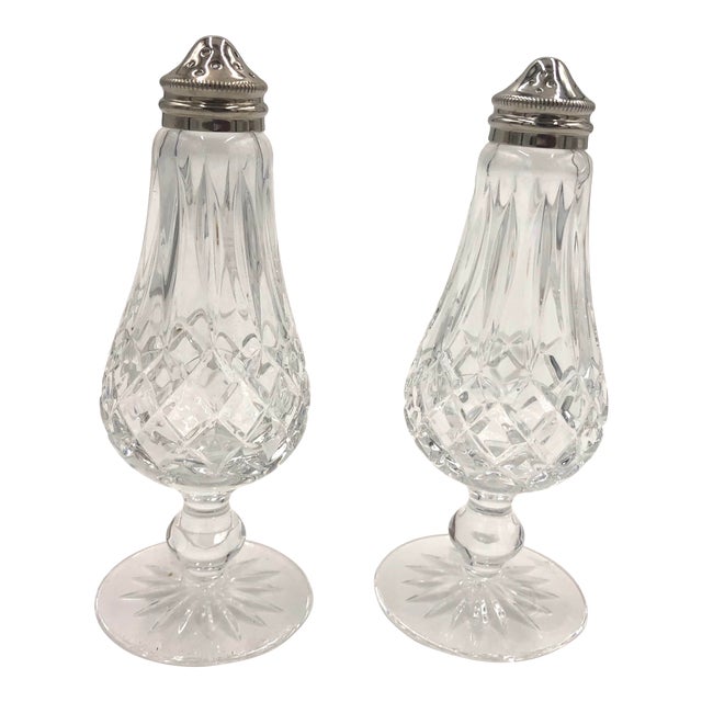 1990s Waterford Crystal Footed Salt & Shaker Set- a Pair For Sale