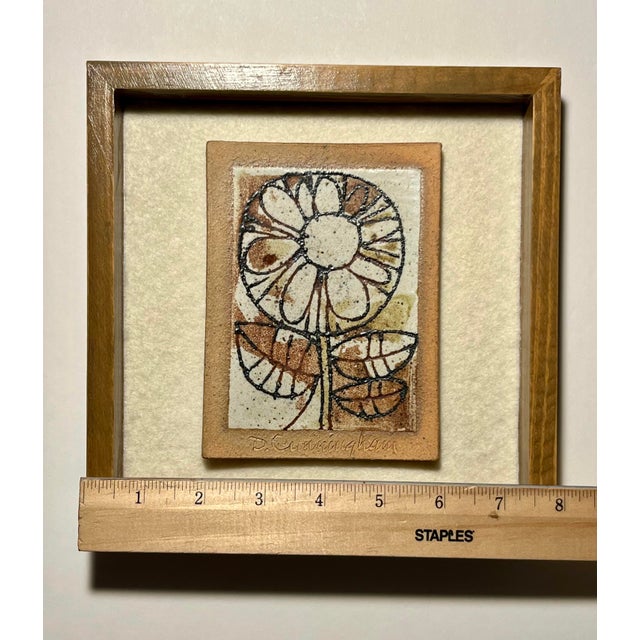 Ceramic Rare! Mid Century Modern 1970s David D. Cunningham Ceramic Wall Tile Framed For Sale - Image 7 of 8