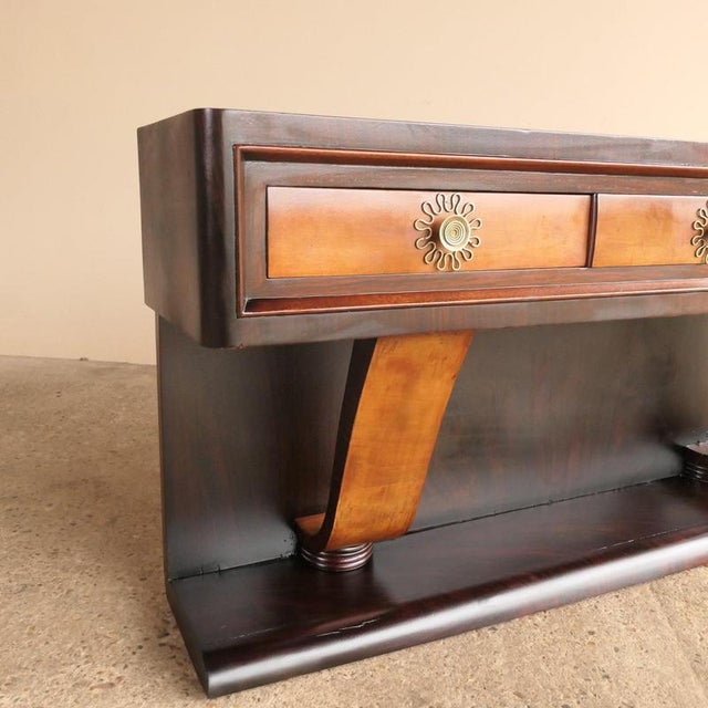 Italian Low Console / Media Unit 1950s Italian console constructed from solid timber frame with a combination of rosewood,...