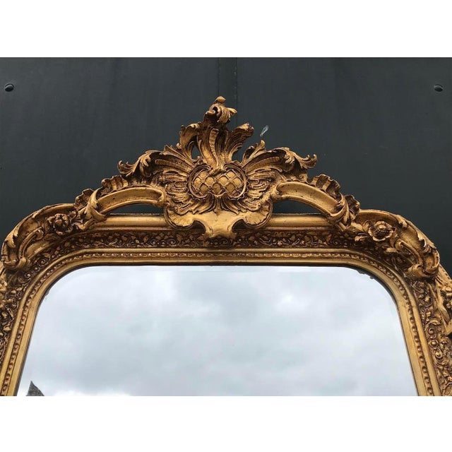 Late 20th French Louis XVI Gold Wood Floor Mirror For Sale - Image 9 of 16