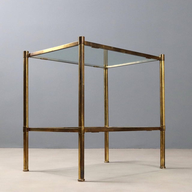 Metal Vintage Brass Coffee Table with Double Glass Tops, 1970s For Sale - Image 7 of 8