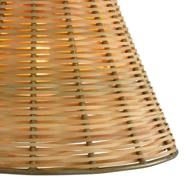 Brown Natural Rattan and Vintage Brass Wall Lamps, Set of 2 For Sale - Image 8 of 9